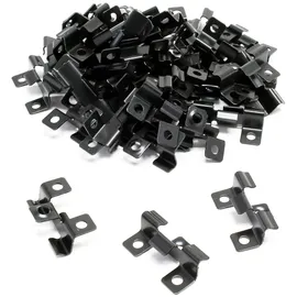 Wiltec - 50x Edelstahl Clips 6mm Terrassendielen Montage, Für 8mm Seitennut, Befestigungsklammer Aus Edelstahl, Schwarz