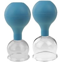 PULOX Schröpfgläser Set aus Echtglas 2 Stk. 5,2cm und 6,2cm Blau Facial Cup Cupping