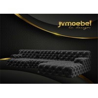 JVmoebel Ecksofa, Chesterfield U-Form Ecksofa Couch Design Polster Textil Garnitur schwarz