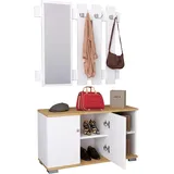 VCM Garderobe Dielenmöbel Gados XL Weiß - Honig-Eiche