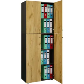 VCM Lona Aktenschrank 70,0 x 39,0 x 183,0 cm anthrazit, honig-eiche