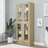 Chaduof Vitrinenschrank, Vitrine, Wandschrank, Schrank Regal, Glasregal, Glasvitrine Stehend, Eckvitrine, Manga Regal, Sonoma-Eiche 82,5x30,5x185,5 cm Spanplatte