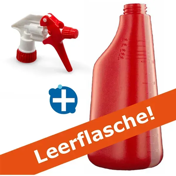 Sprühflasche rot 600 ml inkl. Sprühkopf weiss/rot inkl. Tex Spray Sprühkopf mit 17 cm Ansaugrohr