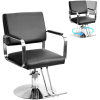 yulewiix Salonstuhl, hydraulisch, höhenverstellbar, Friseurstuhl, robust, für Schönheitssalon und Shampoo, Schwarz