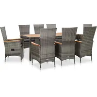 vidaXL Garten-Essgruppe 9-tlg. Tisch 190 x 90 cm grau 46044