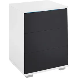 Priess Nachtkommode mit LED-Beleuchtung und Push-to-open schwarz