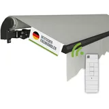 empasa Elektrische Gelenkarmmarkise 'Start Plus' Markise Sonnenmarkise Sonnenschutz, komplett vormontiert, Verschiedene Größen und Farben, Farbe:hellgrau, Größe:350 x 250