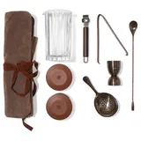 GooD ELEMENT, 8-teiliges Set, Stirred Cocktail, Cocktail Mix Set, Rührglas Cocktail, 2 Eiswürfelform silikon, Cocktail Set Geschenk, Whiskey Set, Bar Set, Bartender Set, Negroni