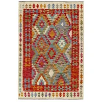HAMID - Kilim Herat, Teppich Kelim Herat, 100% Handgewebte Wolle, Ethnischer Teppich Baumwollteppich mit Geometrischem Muster für Wohnzimmer, Schlafzimmer, Esszimmer, (181x126cm)