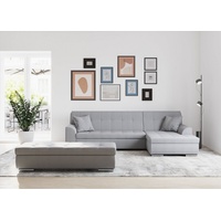 Domo Collection Ecksofa Treviso wahlweise mit Bettfunktion, incl. Zierkissen, grau