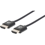 Manhattan HDMI Anschlusskabel HDMI-A Stecker, HDMI-A Stecker 1.00m Schwarz 394352 4K UHD, Folienschi