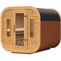 Wolff Finnhaus Design Saunahaus Luago 2x2 Art 1 kiefer Typ 2 mit 2 frontseitigen Fenstern Komplett montiert