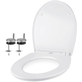 goldenwarm Oval WC Sitz Weiß Duroplast Klodeckel Toilettendeckel mit Absenkautomatik Einfache Montage Antibakteriell Klodeckel aus MDF