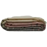 fair de luxe Woll-Kaschmir-Decke Plaid 150 x 200 cm Grau/Rosa/Gelb