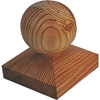 Gartenwelt Riegelsberger Premium Pfostenkappe aus Lärchenholz 110x110 mm für Pfosten bis 9x9 cm mit Kugel Ø 9 cm Kappe Pfostenabdeckung Pfostenkappen Lärche