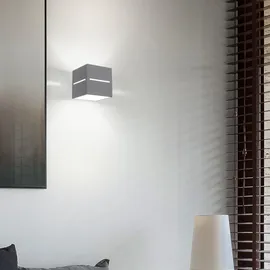 Sollux Lighting Wandleuchte grau Metall, 10x12x10 cm Nur in Filialen Erhältlich