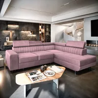 masseno Ecksofa NOLA L-S mit Schlaffunktion L-Form, Sofa mit Bettkasten, Wohnzimmersofa, Couch, Soffa, Bettsofa, Couchgarnitur- Rosa, Monolith 62