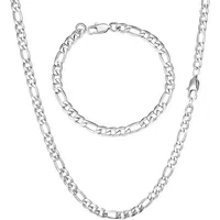 LuxusKollektion Kette und Anhänger Set Herren Silber Panzerkette Edelstahl Figaro-Halskette 9mm 46/51/56/61cm
