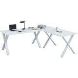 VCM Eckschreibtisch Lona 190x160x80 X-Füße Weiß/Weiß
