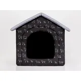Hundehütte Hundehaus Hundehöhle für kleine mittelgroße und große Hunde - Katzenhaus, Katzenhöhle - Hundeliegen mit herausnehmbarer Dach - Standard - Größe: - Schwarz mit Hunden