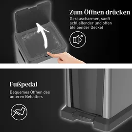 Homcom Mülleimer 20+14 l Silber