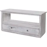 Mendler Couchtisch Shabby-Look Weiß Massivholz 110 x 39 x 53,5 cm