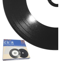 Schwarze Vinyl CD Rohlinge Bedruckbar Weiß CD-R 80min/700MB mit Vinyl-Optik Schallplatten Retro-Look und Inkjet Printable Bereich - 10 Stück in CD Papierhüllen