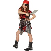 dressforfun Piraten-Kostüm Mädchenkostüm kleine Seeräuberin rot|schwarz 140 (9-10 Jahre) - 140 (9-10 Jahre)