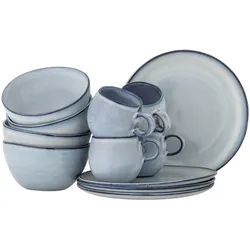 Bloomingville Sandrine Frühstück Set, Geschirr-Set, 12 teilig, blau