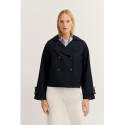 Cabanjacke BUGATTI, Damen, Gr. 36, 390, marine, 65% Baumwolle, 35% Polyester, unifarben, casual, regular fit, Langarm normaler Saum, Jacken, wasserabweisend