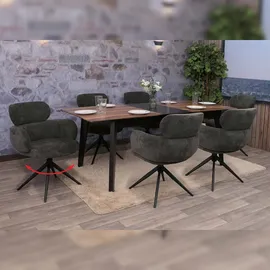 Mendler 6er-Set Esszimmerstuhl HWC-O77, Küchenstuhl Stuhl, drehbar Auto-Return, Stoff (310g/m2) Chenille Öko-Tex ~ anthrazit