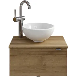 Saphir Waschtisch SAPHIR "Serie 6915 Waschschale mit Unterschrank für Gästebad, Gäste WC", braun (riviera eiche, riviera eiche, riviera eiche quer nb), B:51cm H:39,8cm T:35cm, Waschtische, Waschtisch, 51 cm breit, 1 Tür, Waschtischplatte, kleine Bäder, ohne