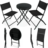 Tectake tectake® Bistro-Set, klappbar, für 2 Personen, UV-beständig, Tisch mit Sicherheitsglasplatte