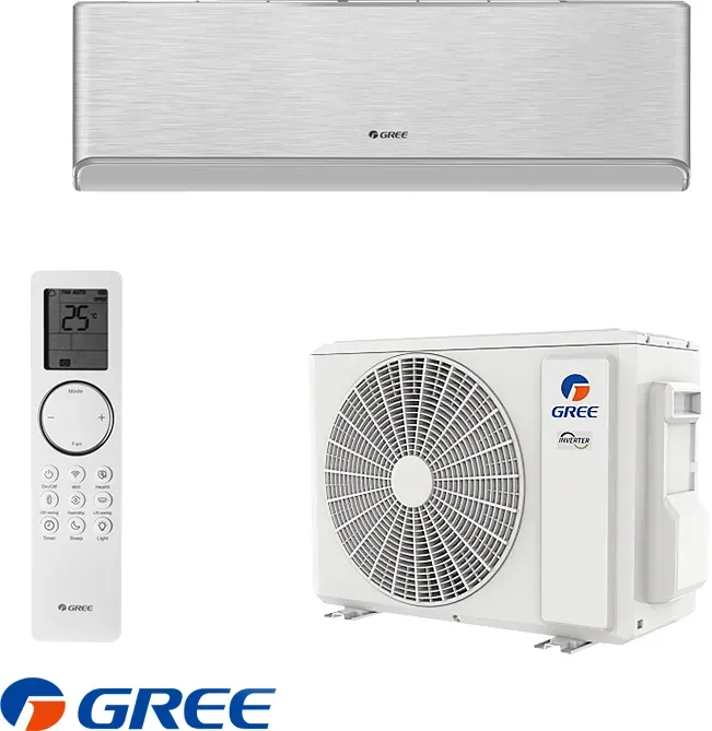 Gree Airy GWH12AVCXD-K6DNA1A Inverter-Klimaanlage – Silber, 12.000 BTU, WLAN, A+++/A++, UV-C, bis zu 24 m2