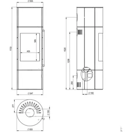 H&M Germany H&M Kaminofen EVO 3.0 XL Stahl Titan Schwedenofen rund Holzkamin mit großer Sichtscheibe und Gussboden