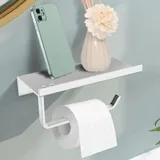 (silberner) Wandmontierter Toilettenpapierhalter Aus Aluminium Mit Geräumigen Ablagen ‚Äì Montage Ohne Bohren.