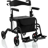Costway Rollator Faltbar und leicht mit Sitz 6-fach höhenverstellbar Schwarz