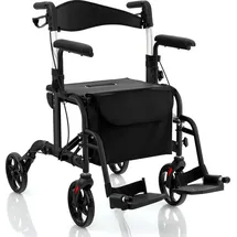 Costway Rollator Faltbar und leicht mit Sitz 6-fach höhenverstellbar Schwarz