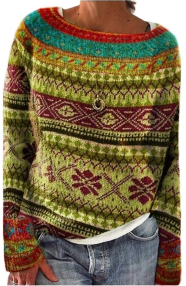 MOUKIM 2023 Pullover Damen Rundhalsausschnitt Farbe Blocking Lose Mode Pullover Pullover Damen Frühling Strickpullover (Color : COLOR1, Einheitsgröße : XXL)