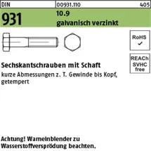 Industrial Quality Supplies Sechskantschraube DIN 931 M30 x 300 1 Stück