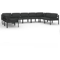 vidaXL Garten-Lounge-Set 9-tlg. Aluminium anthrazit/grau