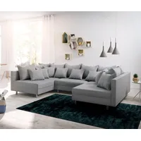 DELIFE Wohnlandschaft Clovis Grau Flachgewebe Modulsofa - Grau