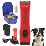 Aesculap Durati Hundeschermaschine rot mit Aufsteckkamm Set - leistungsstarke Akku Schermaschine - Power Akku für 240 Minuten Scherzeit - Trimmer für Hunde, Katzen & Pfoten