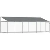 vidaXL Hundezwinger, mit Dach Tür, Grau Verzinkter Stahl