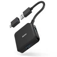 Hama USB-Hub 4 Ports USB 3.2 Gen1 5 GBit/s inkl. USB-C Adapter