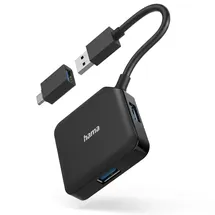 Hama USB-Hub 4 Ports USB 3.2 Gen1 5 GBit/s inkl. USB-C Adapter