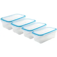 Kigima Gefrierdosen mit Klickverschluss 4x0,75L Blau – Vorratsdosen mit Deckel luftdicht – Transparente Frischhaltedosen – Aufbewahrungsbox Küche für Mealprep & Organisation – Austrian Quality
