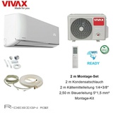 VIVAX R Design 12000 BTU +2 m Montageset 3,8KW Klimagerät Split Klimaanlage A+++