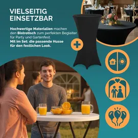 CASARIA Stehtisch mit Husse Schwarz 72 cm Set