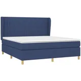 vidaXL Boxspringbett mit Matratze Blau 180x200 cm Stoff
